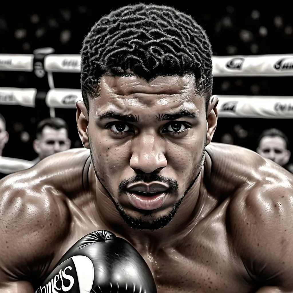 Prompt: Photorealistic monochrome pencil drawing of Anthony Joshua, boxing post, hyper-detailed, 3D bas relief, 8k, HDR, high-quality, detailed shading, realistic texture, intense expression, professional, dramatic lighting, athlete, monochrome, pencil drawing, hyper-realism, 3D bas relief, black and white, boxing stance, detailed muscles, detailed facial features, high resolution, HDR lighting