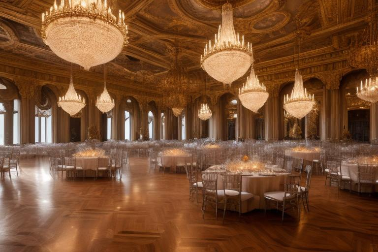 Prompt: Fantasy ballroom with ethereal lighting, grand chandeliers, intricate architectural details, large open space, high-ceilinged, opulent decor, ethereal atmosphere, 4k, HDR, detailed materials, grand fantasy, extravagant, spacious, high-quality, ballroom, opulent, ethereal lighting, intricate details, architectural beauty, atmospheric lighting