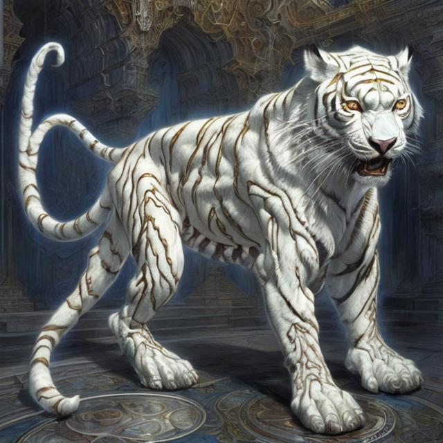 Prompt: A science fiction anthropomorphic white tiger in artstyle by Donato Giancola and Terese Nielsen <mymodel>