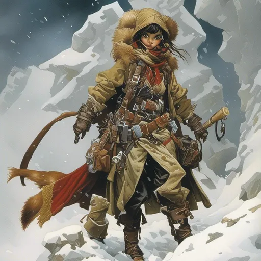 Prompt: <mymodel>A medieval anthropomorphic  

Weasel

tinkerer artificer

wearing an artic explorer outfit  with adventuring gear full of pockets and harness holster belts

in the middle  of a  snowstorm

, a stunning Alphonse Mucha's masterpiece in  fantasy  artstyle by Anders Zorn and Joseph Christian Leyendecker

, neat and clear tangents full of negative space 

, a dramatic lighting with detailed shadows and highlights enhancing depth of perspective and 3D volumetric drawing

, a  vibrant and colorful high quality digital  painting in HDR
