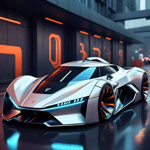 Prompt: A Futuristic 2100s Cyberpunk Hypercar