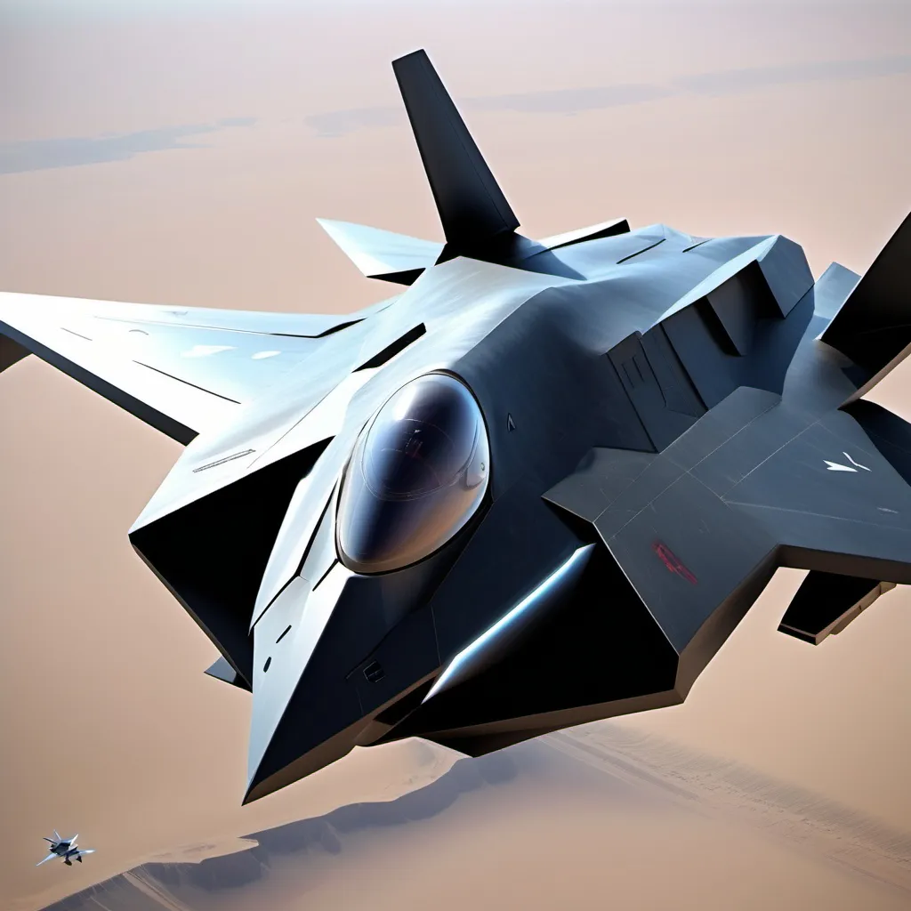 Prompt: Futuristic 7th Generation Stealth Fighter Jet