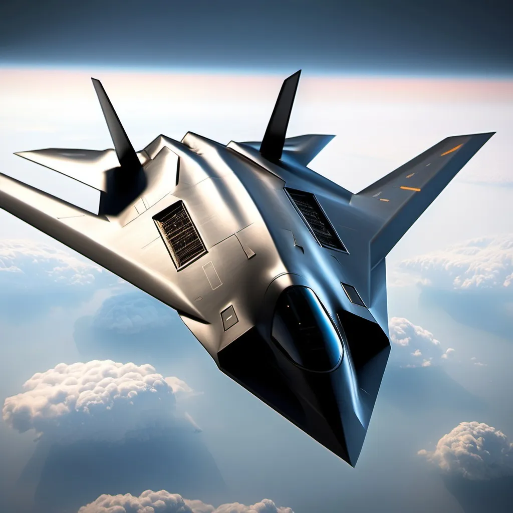 Prompt: A Futuristic Stealth Bomber Jet