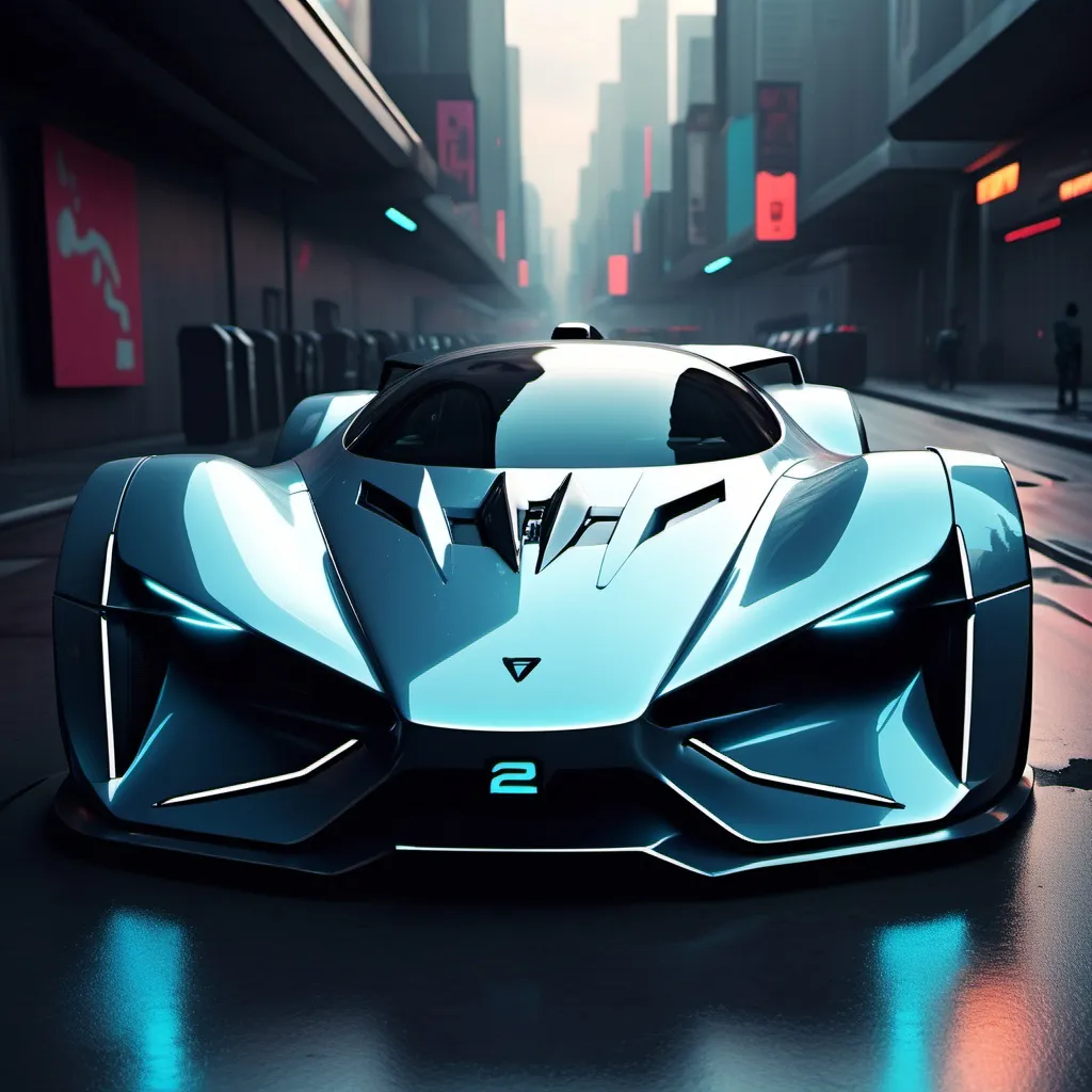 Prompt: A Futuristic 2100s Cyberpunk Hypercar