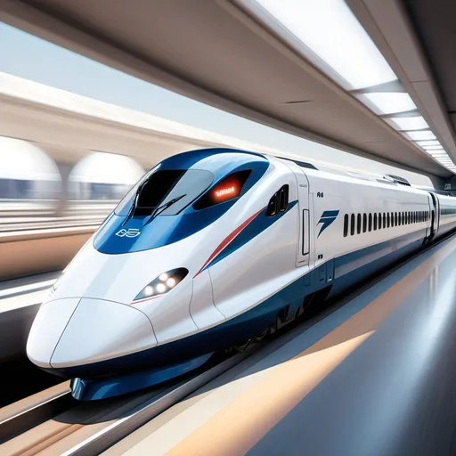 Prompt: A Futuristic Amtrak Bullet Train