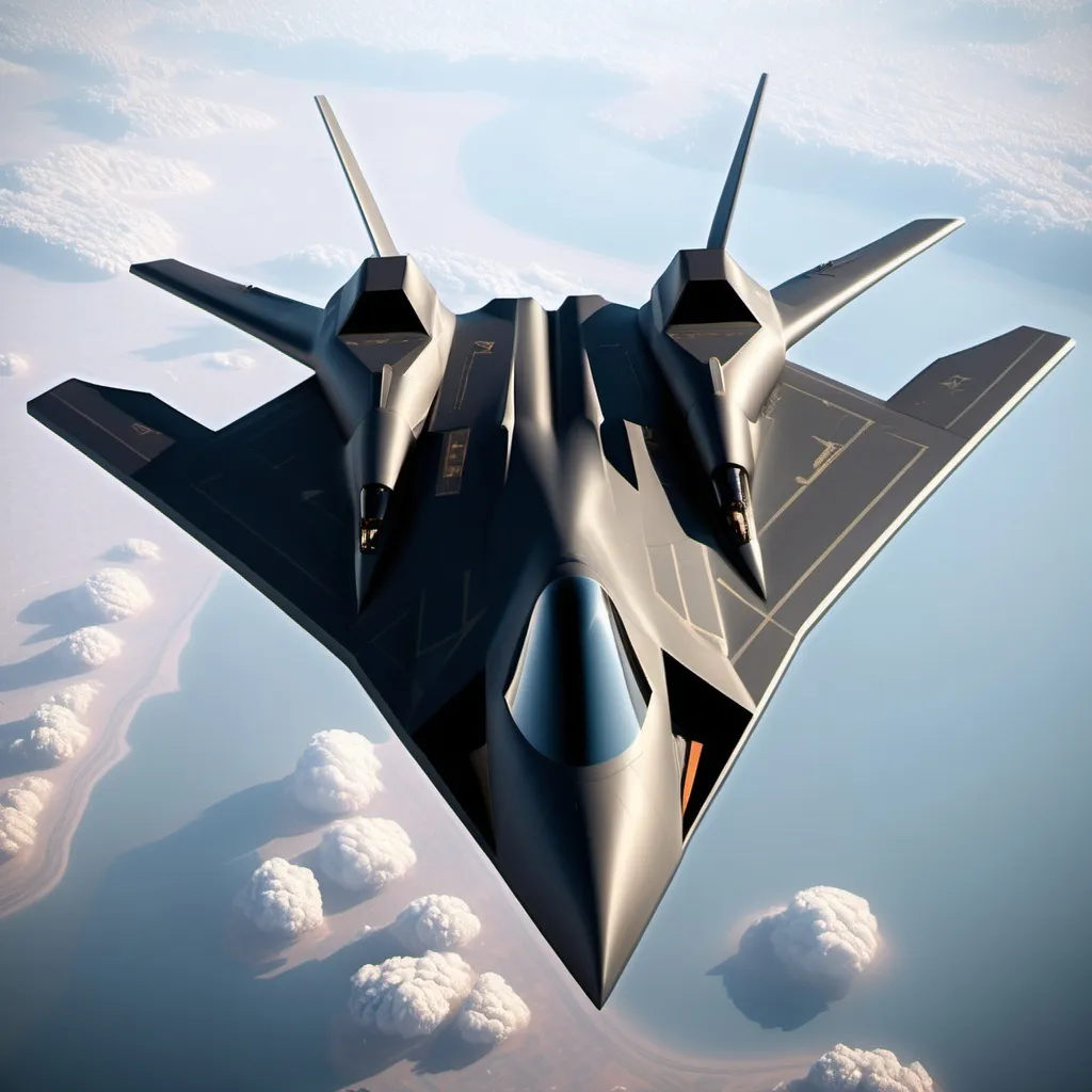 Prompt: A Futuristic Stealth Bomber Jet