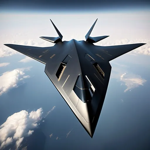 Prompt: A Futuristic Stealth Bomber Jet