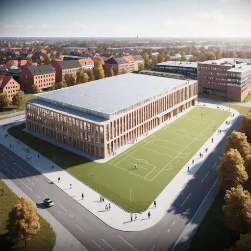 Prompt: Create the future of sports and health facilities ind Denmark, Frederiksberg. 