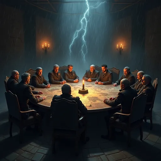 Prompt: Can you create an image of last wars(mobile game) leadership gathering for a meeting?