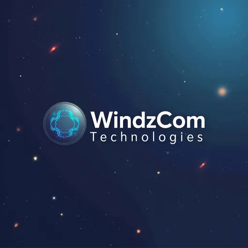 Prompt: Create a Banner for WindzCom Technologies with a background of tech and communication inclinied