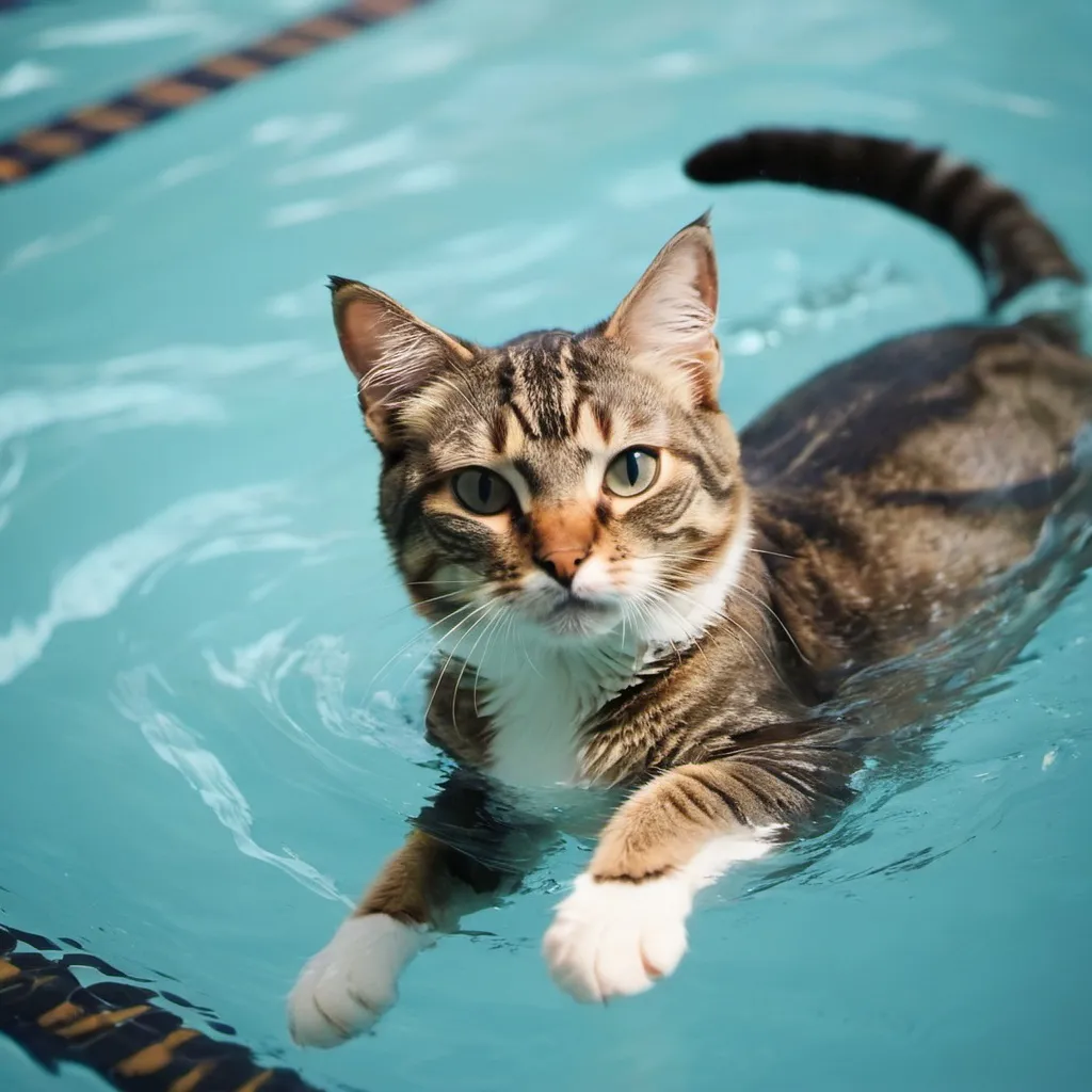 Prompt: cat swimmimg