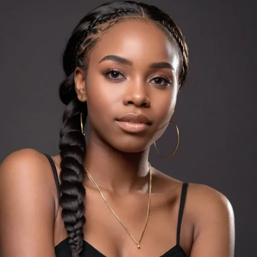 Prompt: beautiful black woman, 25 years old, professional lighting, braids hairstyle, natural makeup