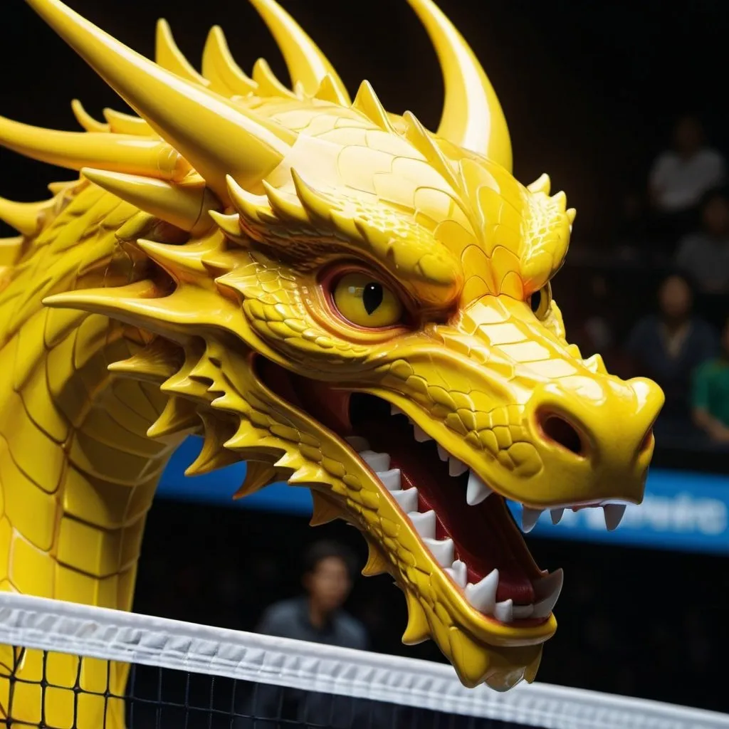 Prompt: Radiant Racket
Glaring yellow Dragon directed to the Shuttles and Rackets powerful aand energy
Can you put the name “RADIANT RACKETS”