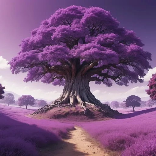 Prompt: purple colored under world with large tree , high resolution, 4k, detailed, high quality, professional, wide view, 16:9 aspect ratio, 
