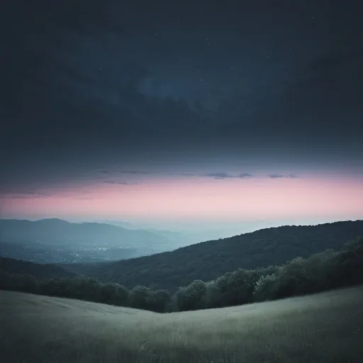 Prompt: dark sky, silent, sleep, pastel tone, hill