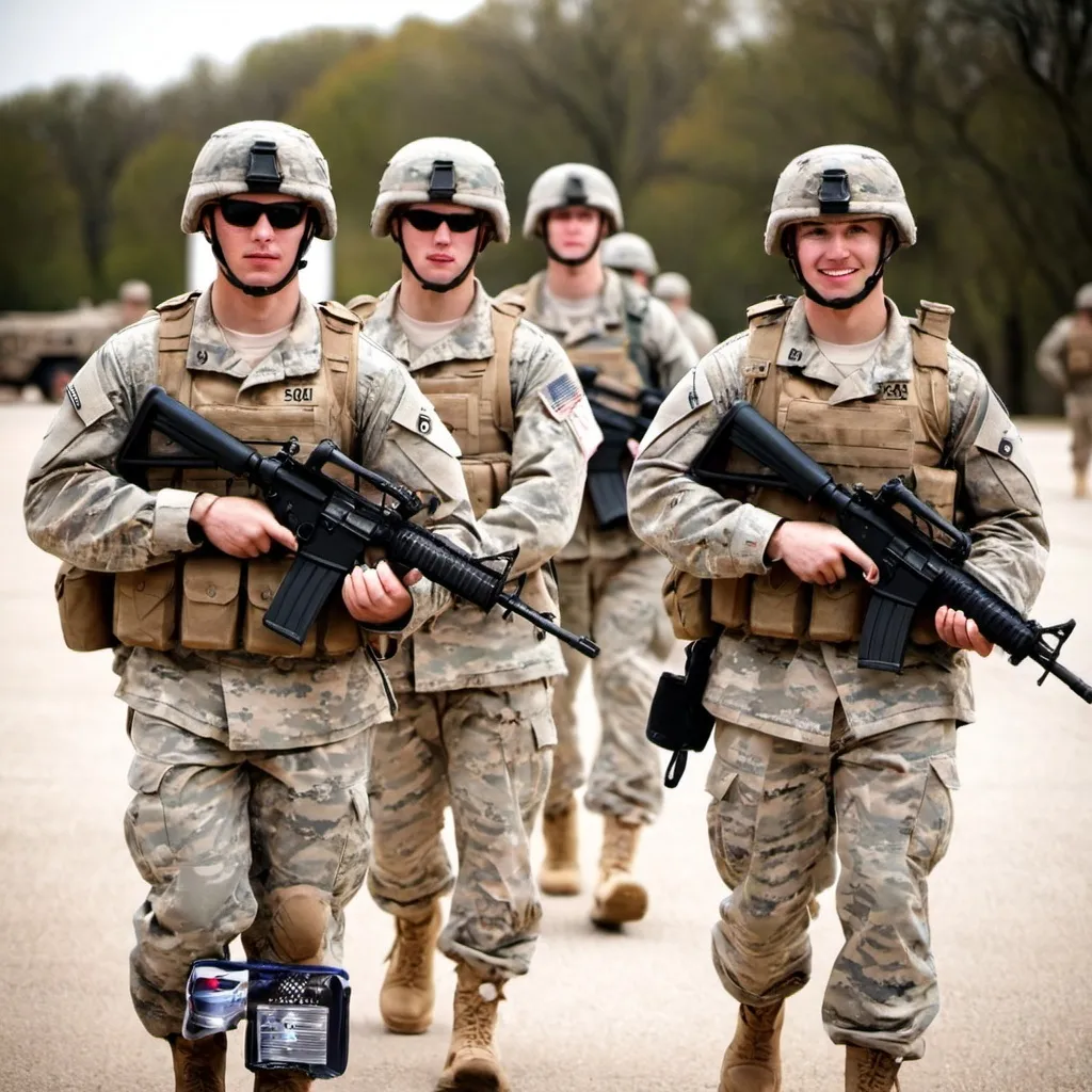 Prompt: American soldiers 
