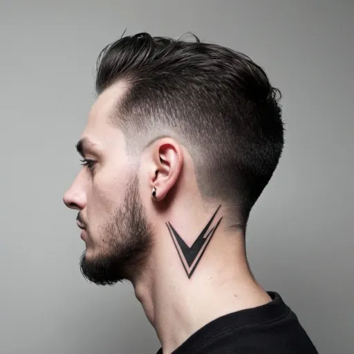 Prompt: tattoo idea with pointer icon and volume icon  for men on his neck



