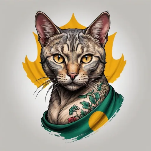 Prompt: a cyprus cat with flag of cyprus on color 
 and doing tattoo

