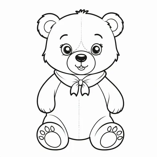 Prompt: A cute bear on the white background, coloring page for kids, full body of bear