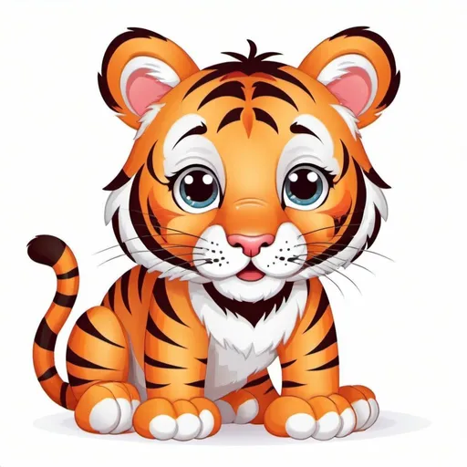 Prompt: A cute tiger on the white background, vector