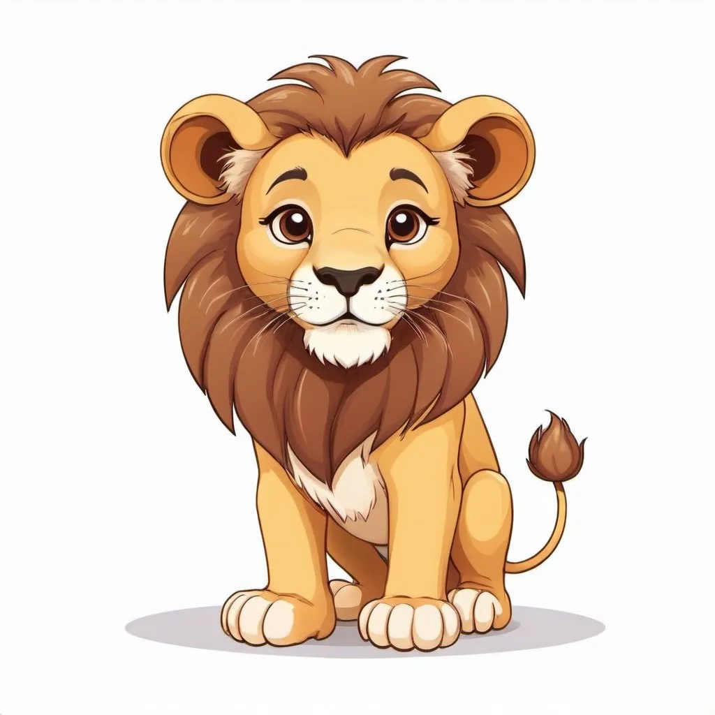 Prompt: A cute lion on the white background, vector