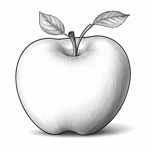 Prompt: drawing of an apple for coloring, black and white image, no color