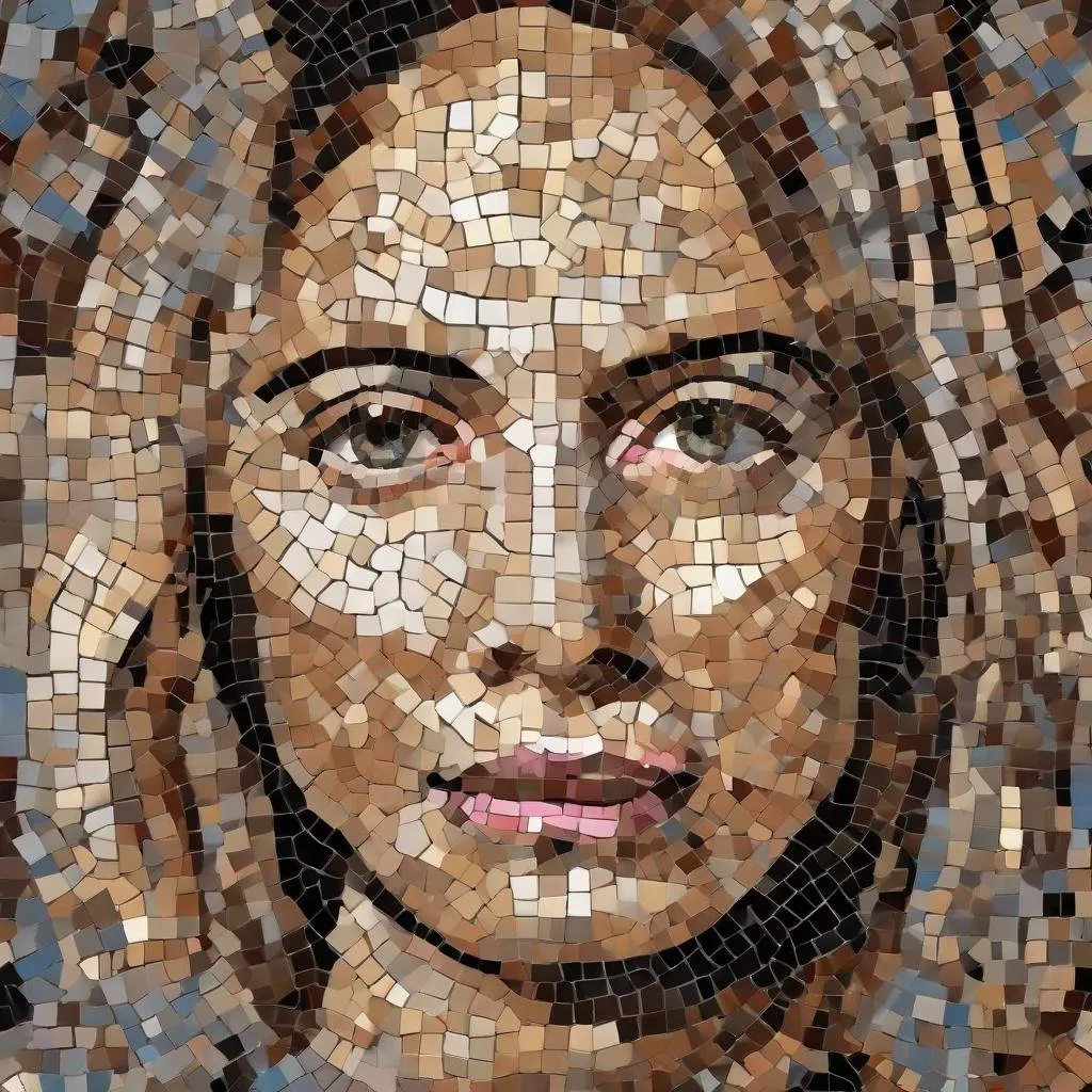 Prompt: Please create an image of a human portrait made witth mosaic