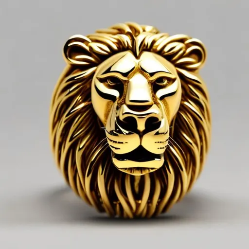 Prompt: A ring made of gold With the lion symbol