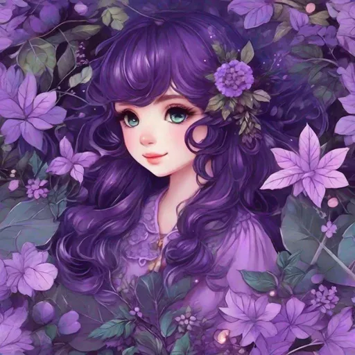 Prompt: cute nostalgic fairy Tyrian purple detailed foliage fairycore cottagecore tumblr gif