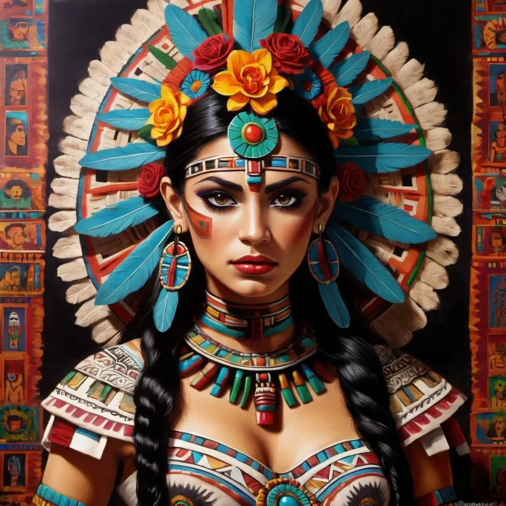 Prompt: mexican gothic goddess aztec mayan