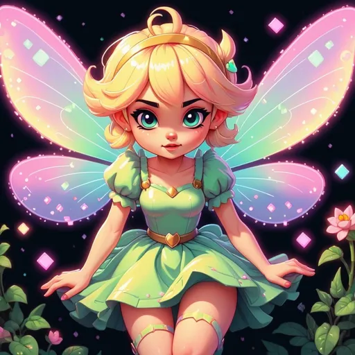 Prompt: Cute pixie pixel art, y2k core style, nostalgic princesscore, tumblr-inspired, high quality, atmospheric lighting, vibrant colors, fairy flying around, pixel art, cute, fairycore, y2k core, nostalgic, princesscore, tumblr, nostalgic vibes