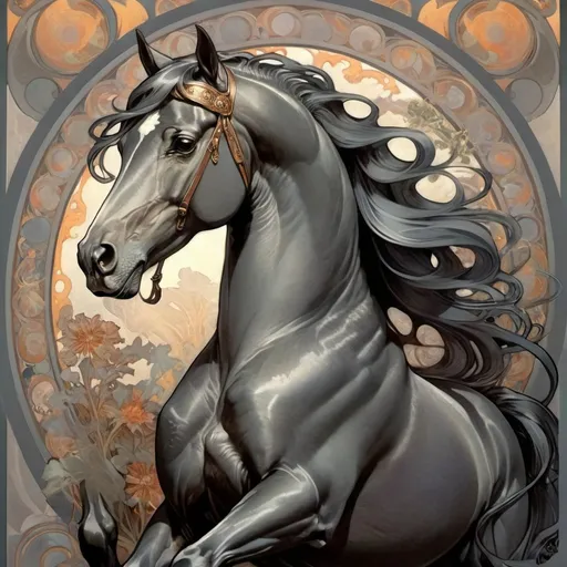Prompt: dark grey horse majestic