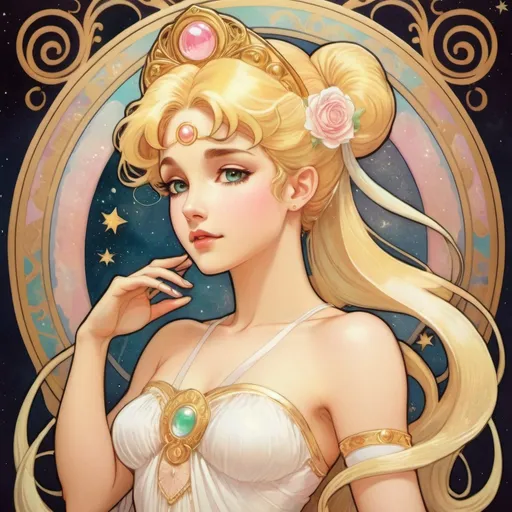 Prompt: princess serenity from sailor moon as a fair queen