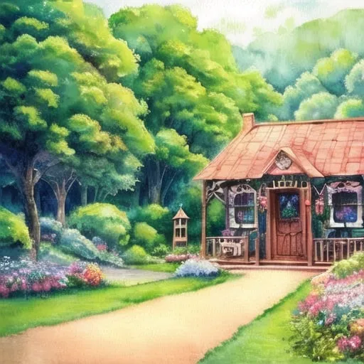 Prompt: Cute nostalgic fairy in a Tyrian purple dress, fairycore, cottagecore setting, detailed foliage, high quality, nostalgic, whimsical, detailed, watercolor style, pastel colors, soft lighting, animated, fairy wings, vintage aesthetic, cozy cottage, magical atmosphere, watercolor painting, vintage style