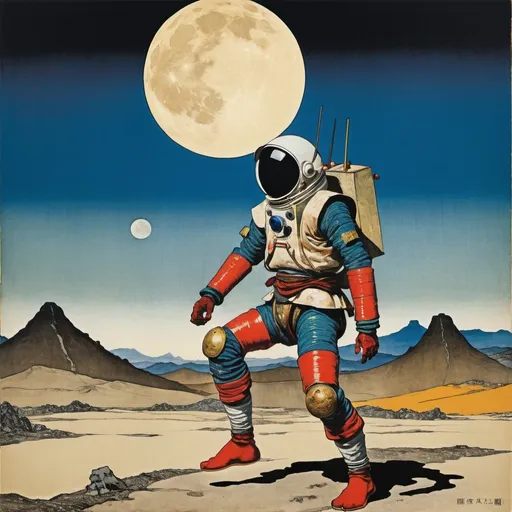 Prompt: moonwalker, ukiyo-e by max ernst and schiele,  vivid colors