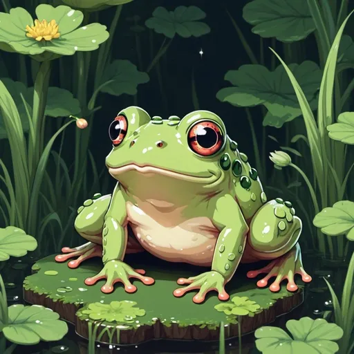 Prompt: fairycore frog cute cottagecore nostalgic pixel art tumblrcore 