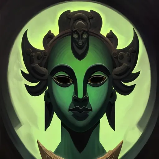 Prompt: portrait of the god of jade and shadows