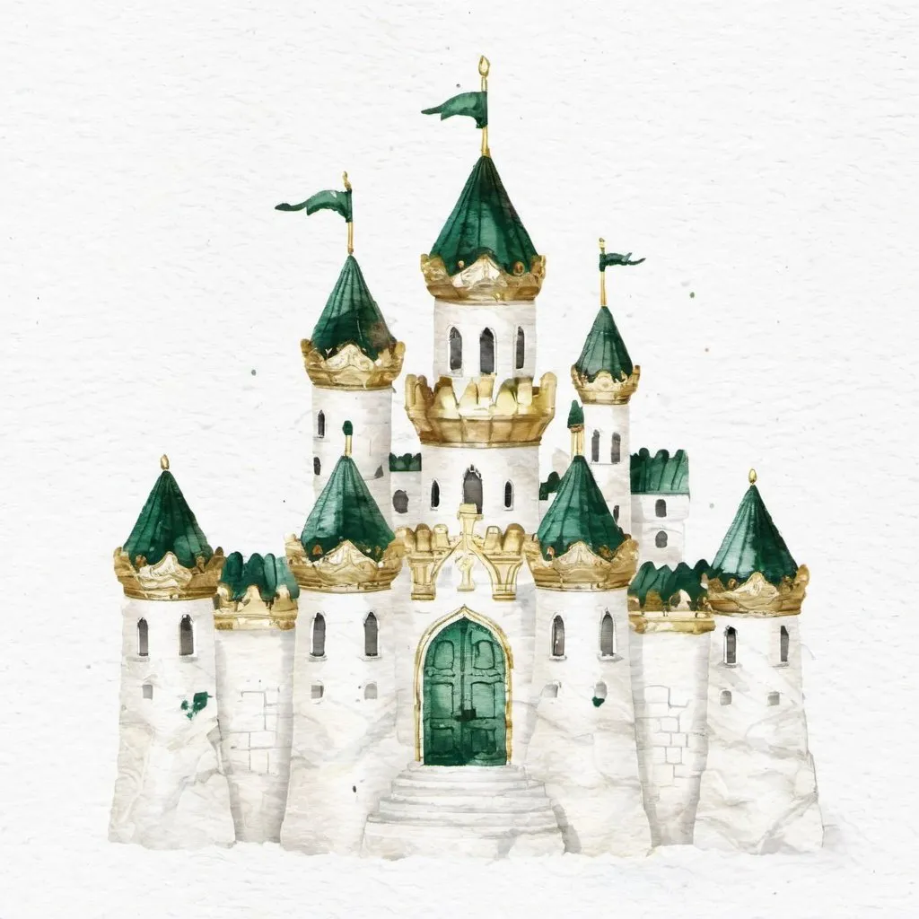 Prompt: Ornate castle, made of white marble with dark green veins, gold embellishments, opulent, luxurious, fantasy, grand, majestic, regal, detailed, high quality, grand lighting, dark tones, professional, fantasy, dark green and white marble construction