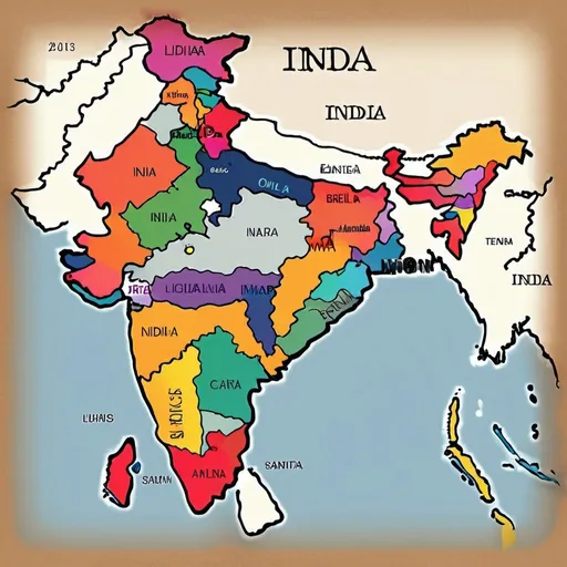 Prompt: India map digital art