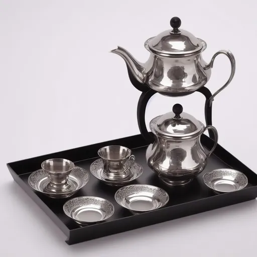 Prompt: sliver tea set