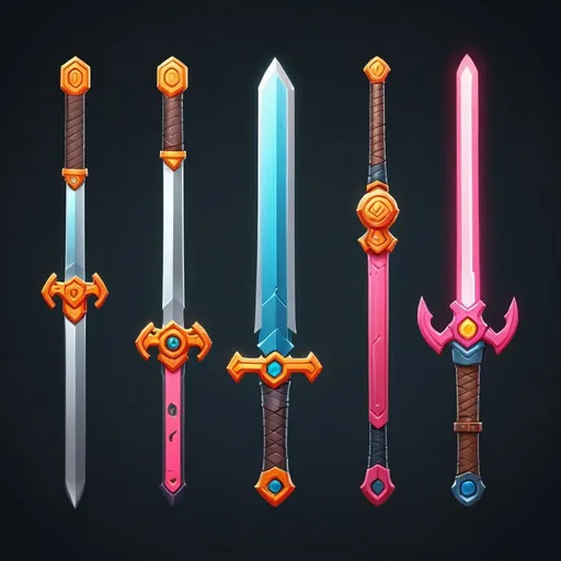 Prompt: Design a cute pixelated icon for the Weapon parts shop in the first-person sci-fi sword combat game. The icon should be simple yet recognizable, representing the concept of sword building or enhancement. Swords and their individual pieces, circuitry, or futuristic symbols to convey the technological aspect of the Swords. The icon should be visually appealing and easily distinguishable when displayed above the shop interface.
maybe with a small mascot