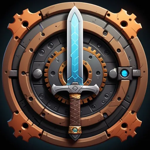 Prompt: Design a pixelated icon for the 'Mods' shop in the first-person sword combat game. The icon should be simple yet recognizable, representing the concept of modification or enhancement. Consider incorporating elements such as gears, circuitry, or futuristic symbols to convey the technological aspect of the mods. The icon should be visually appealing and easily distinguishable when displayed above the shop interface.