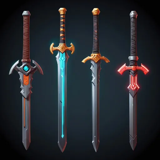 Prompt: Design a pixelated icon for the Weapon parts shop in the first-person sci-fi sword combat game. The icon should be simple yet recognizable, representing the concept of sword building or enhancement. Consider incorporating elements such as swords and their individual pieces, circuitry, or futuristic symbols to convey the technological aspect of the Swords. The icon should be visually appealing and easily distinguishable when displayed above the shop interface.