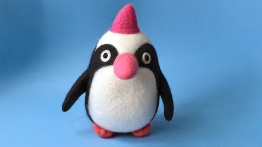 Prompt: ((Pingu: 1.3)), (surrealism: 1.6), A short black and white penguin, positioned next to an identically shaped penguin with shimmering pink down, instead of black. Their button eyes seem to look at each other.