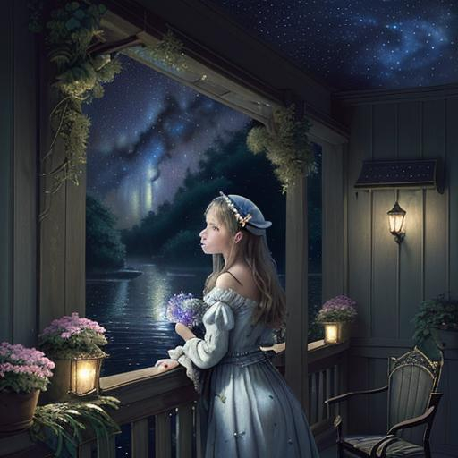 Prompt: masterpiece, best quality, illustration,  beautiful detailed stars,lighting stars,,beautiful detailed sky, beautiful detailed water, cinematic lighting, dramatic angle,
1 girl and 1 cat



cat in an veranda interior with trees and plants on it and flowers on the walls, ((outdoor:1.4)),

 tumblr, Artstation, doku-doku-kinoko, magical realism, Fairy tale, Line, magic realism, pixiv, Flower, cg society , Anime, Beatrix Potter, totorina, Subterranean, Still life, Magical girl, Animal tale, Adventure fantasy, still life, rayonism, aestheticism, Landscape, neo-romanticism, capy-shuupan, Georgette Chen, Chang Ucchin, Hidari, Jeanne-Claude, computer graphics, cgsociety, shinei-neko-hakase, uri-tan, no_human, no_humans, illustration,vector art,tshee00d,vector style




