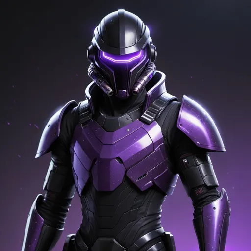 Prompt: A Hacker that rules the galaxy with its Brother and wears a black and purple armor