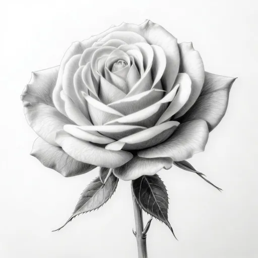 Prompt: pencil sketch of a rose, white background