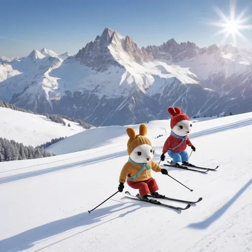 Prompt: Mice skiing the Alps