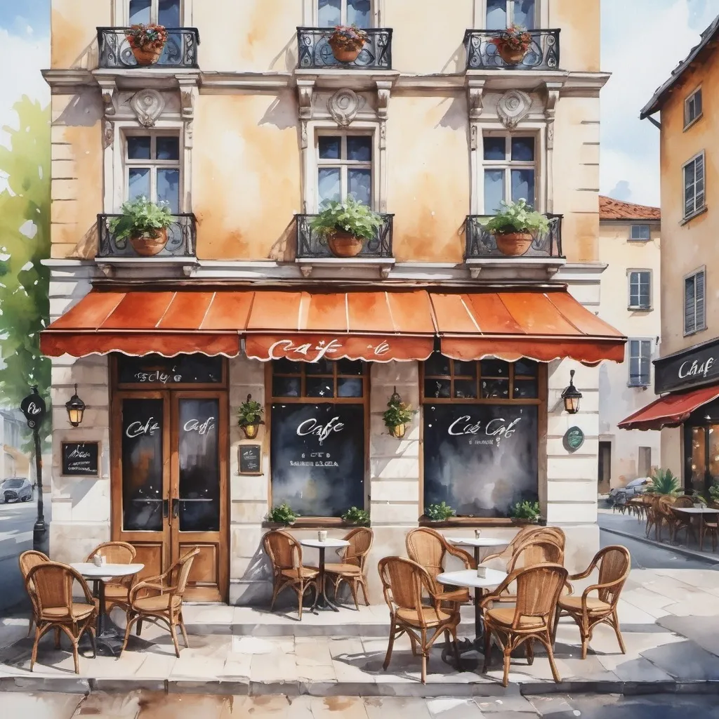 Prompt: Water painting Europe style cafe
Front facade view