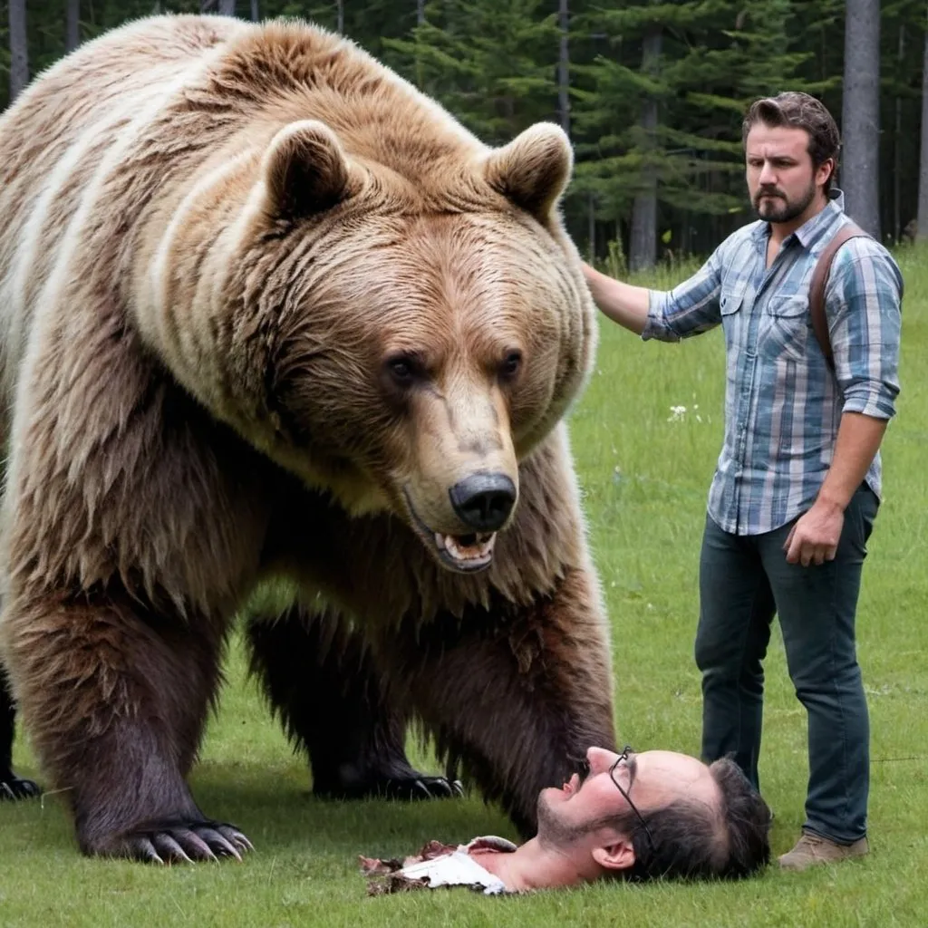 Prompt: Guy who is dead
And a bear is dead too